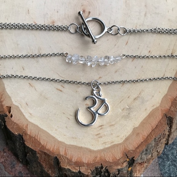 Genuine Herkimer diamonds om sign necklace - Picture 2 of 8